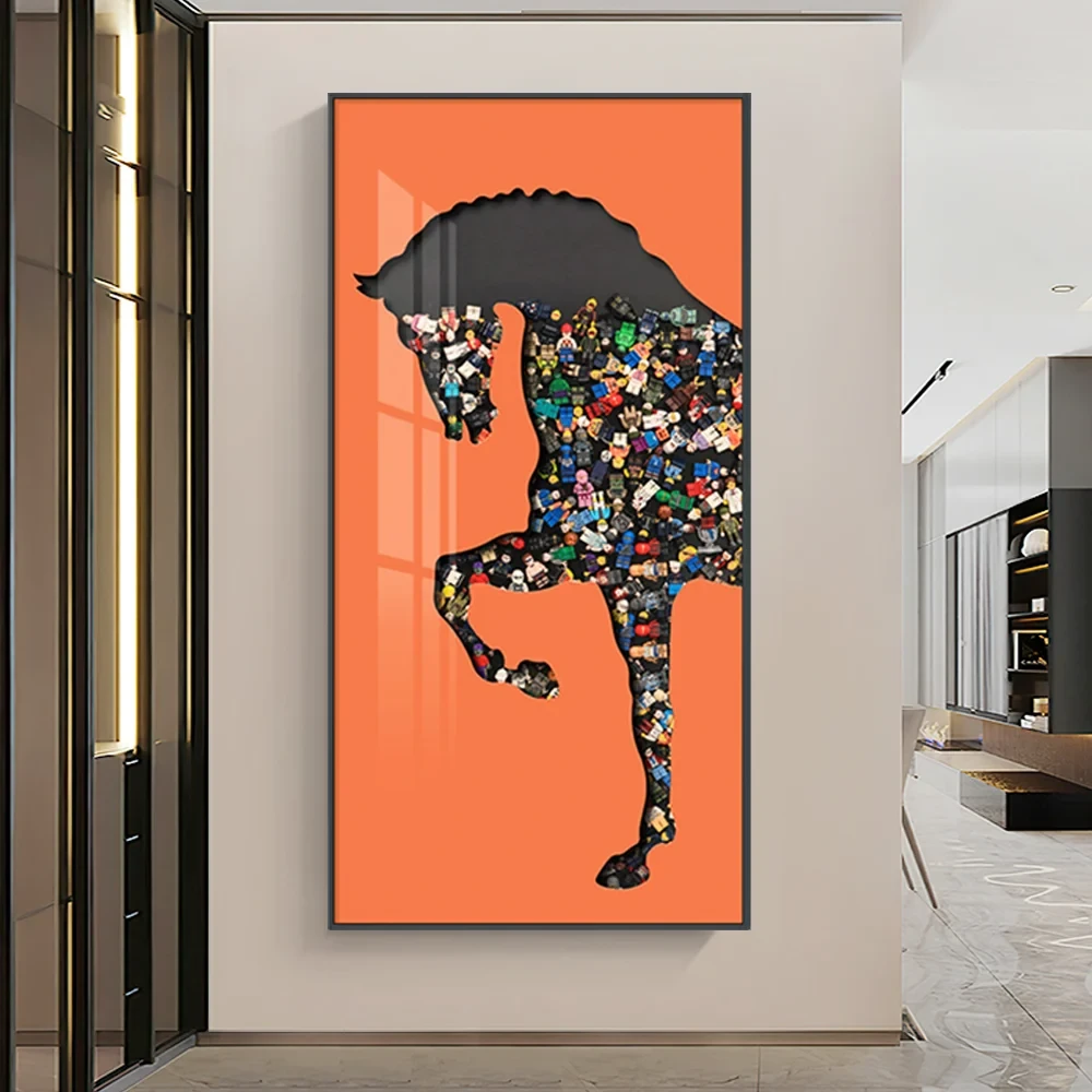 Dikdörtgen At Yapı Blokları Duvar Sanatı Dekoru