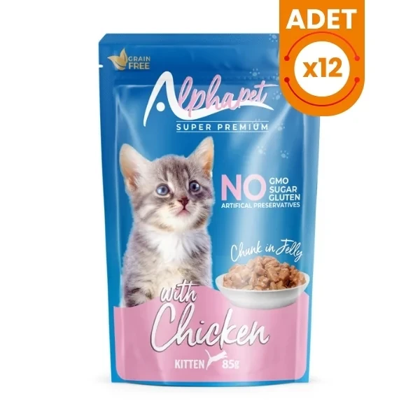 Alphapet Jöle İçinde Parça Tavuk Etli Pouch Yavru Konserve Kedi Maması